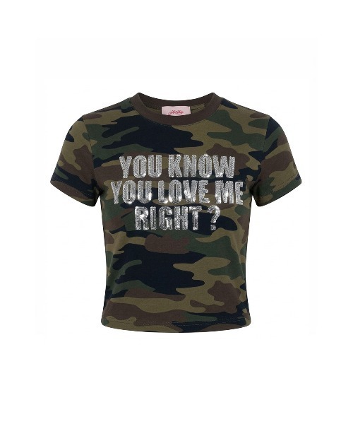 SupBaby by SUPPLIER(サプベイビーバイサプライヤー)の「Tシャツ|You Know You Love Me Cropped Tee|SupBaby by SUPPLIER(Tシャツ/カットソー・レディース・グリーン系カモフラージュ/ブラック・MEDIUM/SMALL)」の3枚目の写真