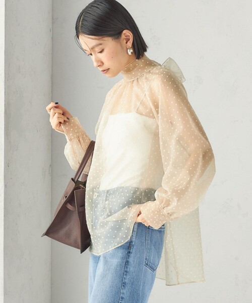 SHIPS(シップス)の「〈手洗い可能〉オーガンジー フロッキー ドット リボン ブラウス(シャツ/ブラウス・レディース・ブラウン/ナチュラル・ONE SIZE)」の16枚目の写真