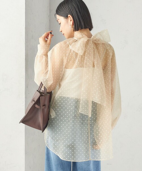 SHIPS(シップス)の「〈手洗い可能〉オーガンジー フロッキー ドット リボン ブラウス(シャツ/ブラウス・レディース・ブラウン/ナチュラル・ONE SIZE)」の17枚目の写真
