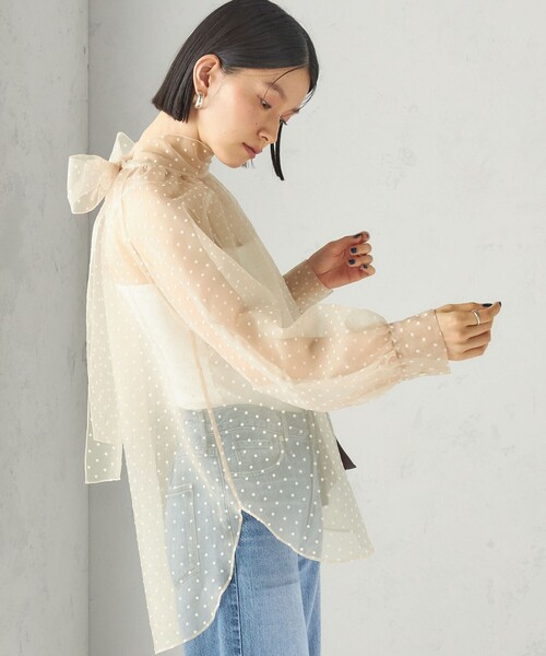 SHIPS(シップス)の「〈手洗い可能〉オーガンジー フロッキー ドット リボン ブラウス(シャツ/ブラウス・レディース・ブラウン/ナチュラル・ONE SIZE)」の18枚目の写真
