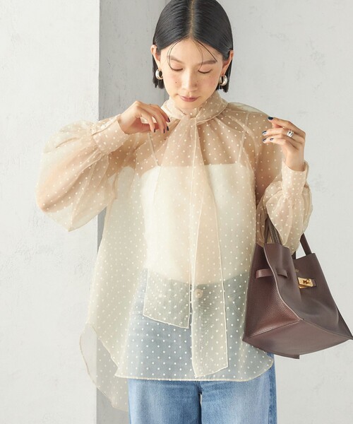 SHIPS(シップス)の「〈手洗い可能〉オーガンジー フロッキー ドット リボン ブラウス(シャツ/ブラウス・レディース・ブラウン/ナチュラル・ONE SIZE)」の19枚目の写真