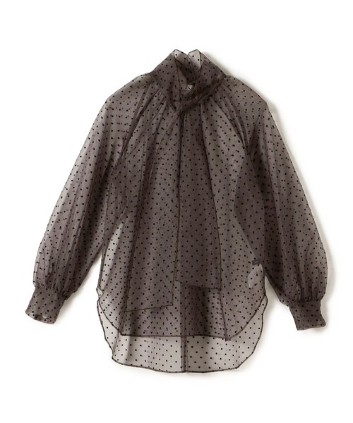 SHIPS(シップス)の「〈手洗い可能〉オーガンジー フロッキー ドット リボン ブラウス(シャツ/ブラウス・レディース・ブラウン/ナチュラル・ONE SIZE)」の4枚目の写真