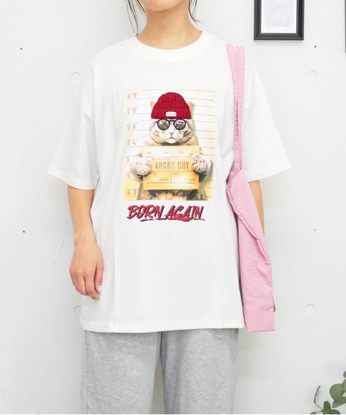 FUN(ファン)の「ワイルドキャットT(Tシャツ/カットソー・レディース・ブラック/オフホワイト/杢グレー・FREE)」の2枚目の写真
