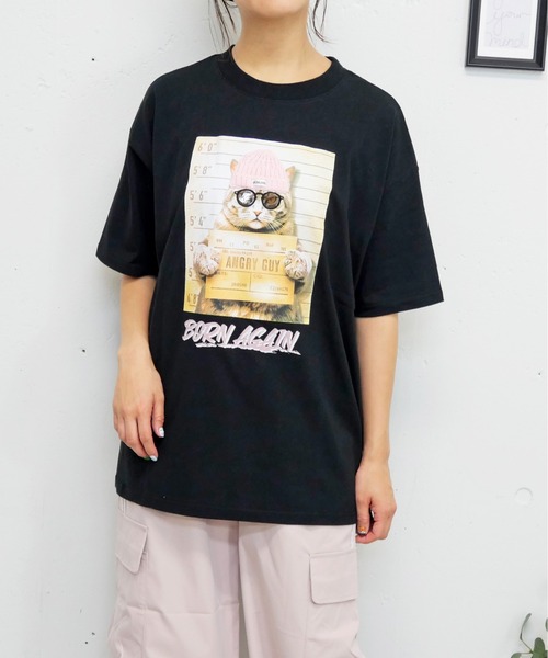 FUN(ファン)の「ワイルドキャットT(Tシャツ/カットソー・レディース・ブラック/オフホワイト/杢グレー・FREE)」の1枚目の写真