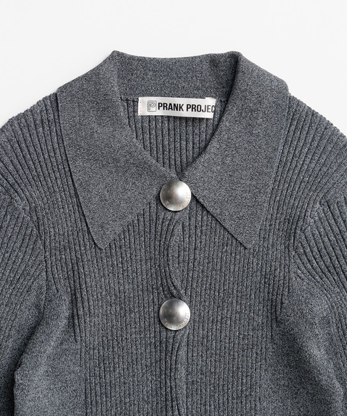 PRANK PROJECT(プランクプロジェクト)の「【2026Autumn Pre-Order】メタルパーツニットスリムシャツ / Metal Parts Knit Slim Shirt(ニット/セーター・レディース・グリーン/グレー/ブラック・FREE)」の21枚目の写真