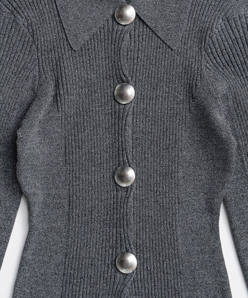 PRANK PROJECT(プランクプロジェクト)の「【2026Autumn Pre-Order】メタルパーツニットスリムシャツ / Metal Parts Knit Slim Shirt(ニット/セーター・レディース・グリーン/グレー/ブラック・FREE)」の22枚目の写真