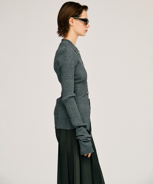 PRANK PROJECT(プランクプロジェクト)の「【2026Autumn Pre-Order】メタルパーツニットスリムシャツ / Metal Parts Knit Slim Shirt(ニット/セーター・レディース・グリーン/グレー/ブラック・FREE)」の11枚目の写真