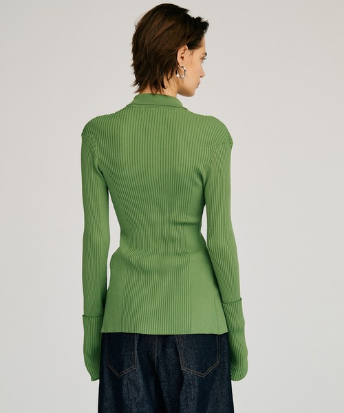 PRANK PROJECT(プランクプロジェクト)の「【2026Autumn Pre-Order】メタルパーツニットスリムシャツ / Metal Parts Knit Slim Shirt(ニット/セーター・レディース・グリーン/グレー/ブラック・FREE)」の14枚目の写真