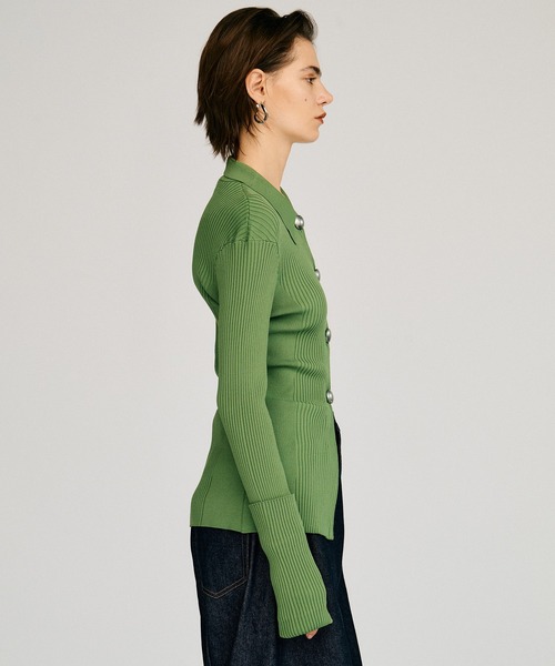 PRANK PROJECT(プランクプロジェクト)の「【2026Autumn Pre-Order】メタルパーツニットスリムシャツ / Metal Parts Knit Slim Shirt(ニット/セーター・レディース・グリーン/グレー/ブラック・FREE)」の15枚目の写真