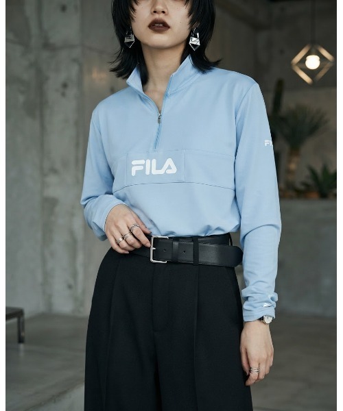 FILA(フィラ)の「DRY LONG SLEEVE HALF ZIP TEE / ドライ ハーフジップシャツ(Tシャツ/カットソー・メンズ・ライトブルー/ブラック/ネイビー・M/L/XL)」の2枚目の写真