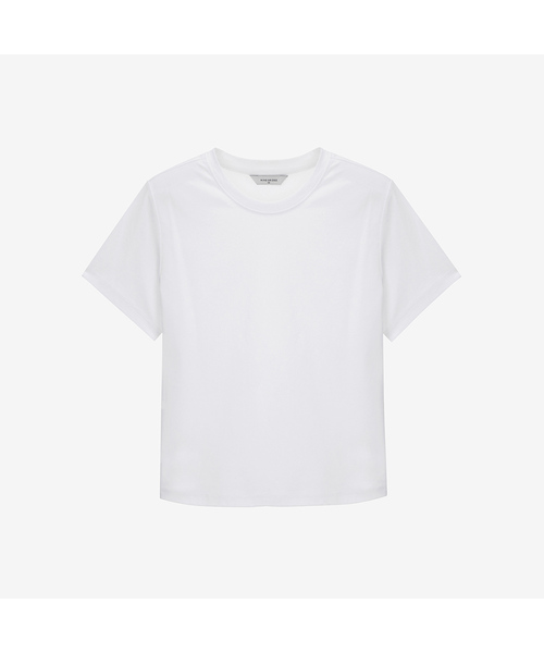 MIND BRIDGE WOMEN（マインドブリッジウーマン）の「[ON][W]ソロナクロップTシャツ - 5カラー（Tシャツ/カットソー・レディース・ホワイト/スカイブルー/ブラック/ライトイエロー/ライトピンク・55/66/77）」の2枚目の写真