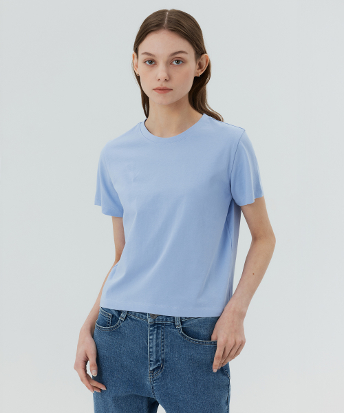 MIND BRIDGE WOMEN（マインドブリッジウーマン）の「[ON][W]ソロナクロップTシャツ - 5カラー（Tシャツ/カットソー・レディース・ホワイト/スカイブルー/ブラック/ライトイエロー/ライトピンク・55/66/77）」の6枚目の写真
