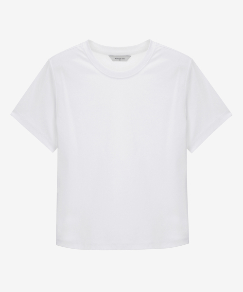 MIND BRIDGE WOMEN（マインドブリッジウーマン）の「[ON][W]ソロナクロップTシャツ - 5カラー（Tシャツ/カットソー・レディース・ホワイト/スカイブルー/ブラック/ライトイエロー/ライトピンク・55/66/77）」の7枚目の写真