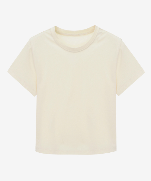 MIND BRIDGE WOMEN（マインドブリッジウーマン）の「[ON][W]ソロナクロップTシャツ - 5カラー（Tシャツ/カットソー・レディース・ホワイト/スカイブルー/ブラック/ライトイエロー/ライトピンク・55/66/77）」の8枚目の写真