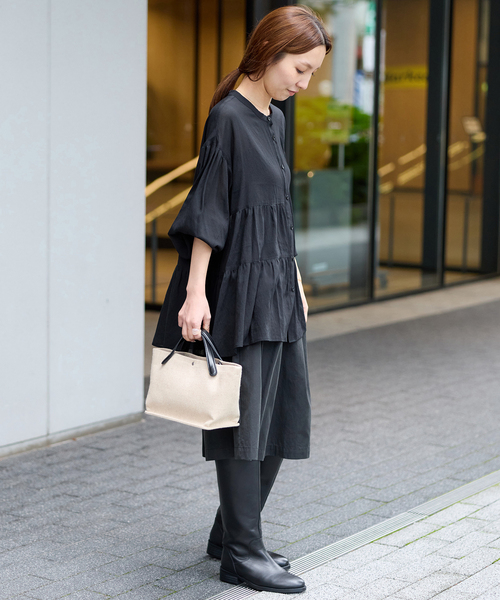 JOURNAL STANDARD relume(ジャーナルスタンダード レリューム)の「《WEB限定》バンドカラーティアードブラウス(シャツ/ブラウス・レディース・ホワイト/ブラック・FREE)」の5枚目の写真