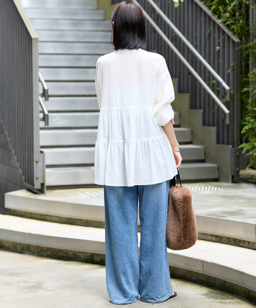 JOURNAL STANDARD relume(ジャーナルスタンダード レリューム)の「《WEB限定》バンドカラーティアードブラウス(シャツ/ブラウス・レディース・ホワイト/ブラック・FREE)」の12枚目の写真