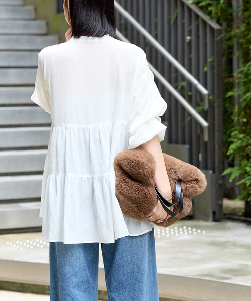 JOURNAL STANDARD relume(ジャーナルスタンダード レリューム)の「《WEB限定》バンドカラーティアードブラウス(シャツ/ブラウス・レディース・ホワイト/ブラック・FREE)」の15枚目の写真