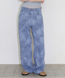 [CORE] FLOWER PRINT STRAIGHT DENIM PANTS - BLUE