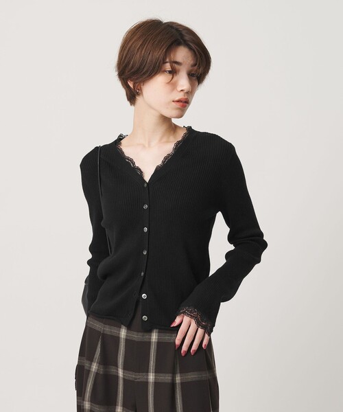 BEAUTY&YOUTH UNITED ARROWS(ビューティーアンドユースユナイテッドアローズ)の「コットンカシミヤ レーストリム Vネックカーディガン ウォッシャブル(カーディガン/ボレロ・レディース・グレー/オフホワイト/ブラック・FREE)」の11枚目の写真