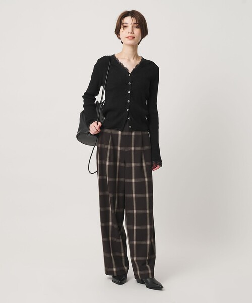 BEAUTY&YOUTH UNITED ARROWS(ビューティーアンドユースユナイテッドアローズ)の「コットンカシミヤ レーストリム Vネックカーディガン ウォッシャブル(カーディガン/ボレロ・レディース・グレー/オフホワイト/ブラック・FREE)」の12枚目の写真