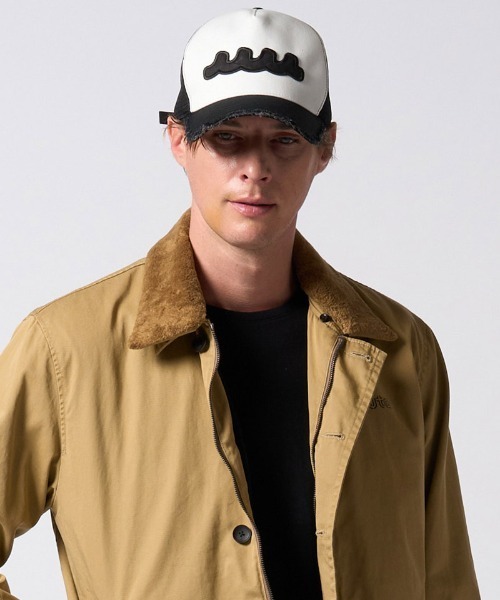 wjk(ダヴルジェイケイ)の「mko13835-wave cut-off mesh cap メッシュキャップ(810 mw05j)(キャップ・メンズ・ホワイト×ブラック/ブラック・FREE)」の8枚目の写真