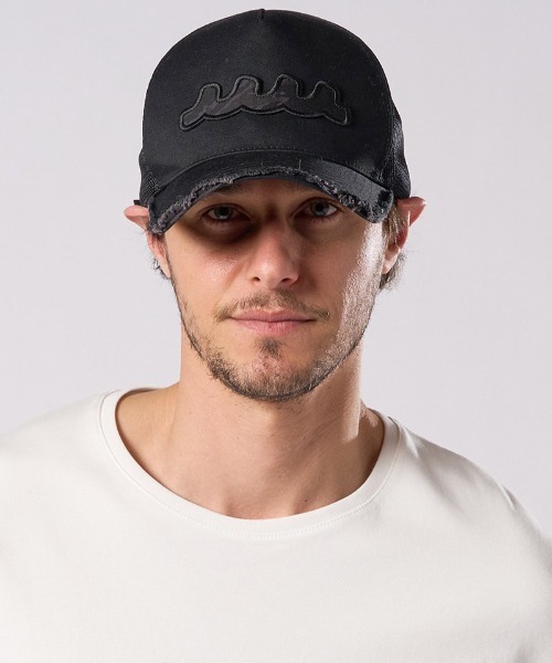 wjk(ダヴルジェイケイ)の「mko13835-wave cut-off mesh cap メッシュキャップ(810 mw05j)(キャップ・メンズ・ホワイト×ブラック/ブラック・FREE)」の10枚目の写真