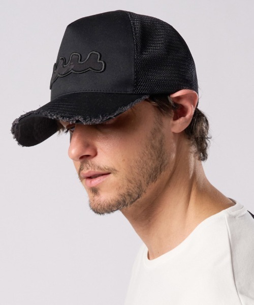 wjk(ダヴルジェイケイ)の「mko13835-wave cut-off mesh cap メッシュキャップ(810 mw05j)(キャップ・メンズ・ホワイト×ブラック/ブラック・FREE)」の11枚目の写真