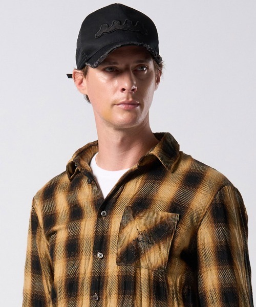 wjk(ダヴルジェイケイ)の「mko13835-wave cut-off mesh cap メッシュキャップ(810 mw05j)(キャップ・メンズ・ホワイト×ブラック/ブラック・FREE)」の13枚目の写真