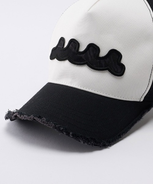 wjk(ダヴルジェイケイ)の「mko13835-wave cut-off mesh cap メッシュキャップ(810 mw05j)(キャップ・メンズ・ホワイト×ブラック/ブラック・FREE)」の17枚目の写真