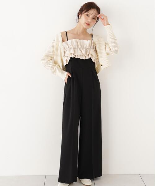 PROPORTION BODY DRESSING(プロポーションボディドレッシング)の「フリルカラーオールインワン / 1216240911(つなぎ/オールインワン・レディース・ベージュ/ブラック・MEDIUM/P/S)」の1枚目の写真