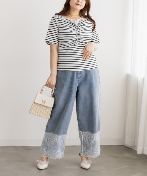 CLETTE（クレット）の「フロントレースギャザープルオーバー（Tシャツ/カットソー・レディース・オフホワイト/その他/ブラック・LL/4L/3L）」の11枚目の写真