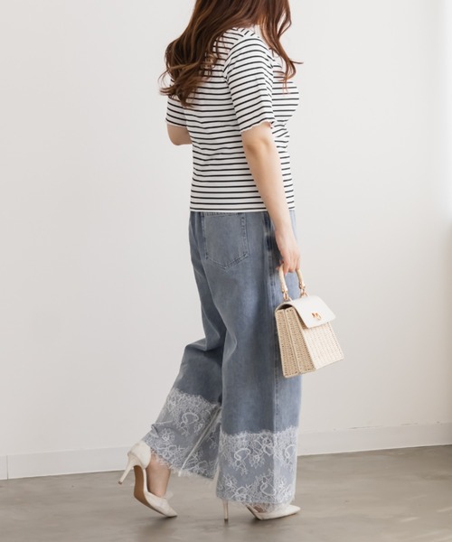 CLETTE（クレット）の「フロントレースギャザープルオーバー（Tシャツ/カットソー・レディース・オフホワイト/その他/ブラック・LL/4L/3L）」の6枚目の写真