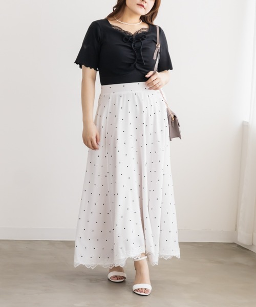 CLETTE（クレット）の「フロントレースギャザープルオーバー（Tシャツ/カットソー・レディース・オフホワイト/その他/ブラック・LL/4L/3L）」の10枚目の写真