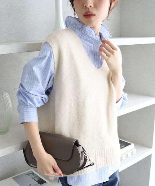 le.coeur blanc(ルクールブラン)の「《WEB限定》イージーケア/ウォッシャブルVネックベスト(ニット/セーター・レディース・ブラック・38)」の15枚目の写真