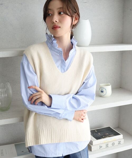 le.coeur blanc(ルクールブラン)の「《WEB限定》イージーケア/ウォッシャブルVネックベスト(ニット/セーター・レディース・ブラック・38)」の17枚目の写真