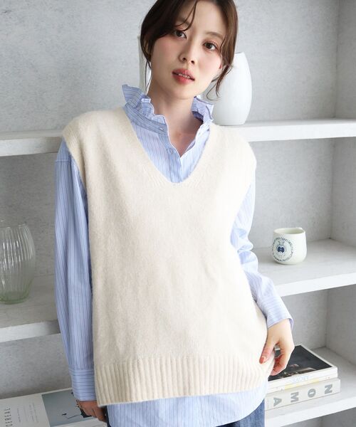 le.coeur blanc(ルクールブラン)の「《WEB限定》イージーケア/ウォッシャブルVネックベスト(ニット/セーター・レディース・ブラック・38)」の18枚目の写真
