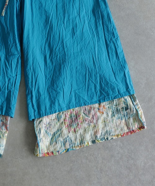 antiqua(アンティカ)の「綿100 ボタニカル柄 花柄 ワイドパンツ(その他パンツ・レディース・ブルー系その他・ONESIZE)」の14枚目の写真