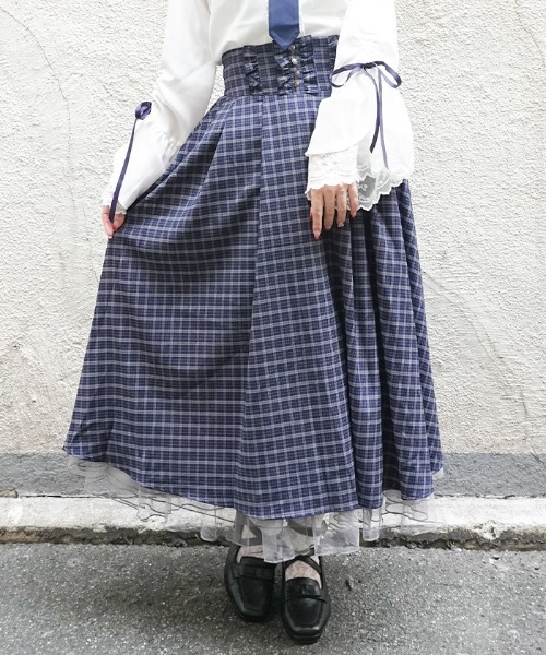 axes femme POETIQUE(アクシーズファムポエティック)の「ディテクティブチェックSK(スカート・レディース・ブラック/ネイビー/ブラウン・MEDIUM)」の17枚目の写真