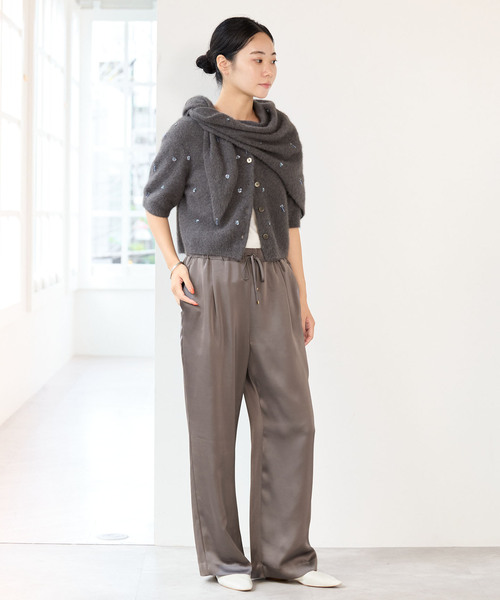 IENA(イエナ)の「リサイクルダブルサテンイージーパンツ(その他パンツ・レディース・ブラック/アイボリー/チャコールグレー・40/36/34/38)」の5枚目の写真