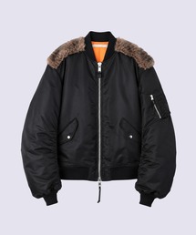 JOHN LAWRENCE SULLIVAN(�W�������[�����X�T���o��)�́yJOHN LAWRENCE SULLIVAN�zNYLON MASSIVE ROUNDED SLEEVE BOMBER JACKET WITH BACK FUR(MA-1)