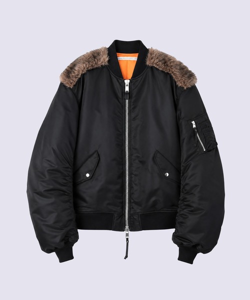 JOHN LAWRENCE SULLIVAN(ジョンローレンスサリバン)の「【JOHN LAWRENCE SULLIVAN】NYLON MASSIVE ROUNDED SLEEVE BOMBER JACKET WITH BACK FUR(MA-1・メンズ・ブラック・46)」の1枚目の写真