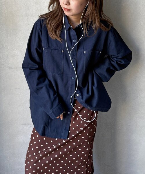 CPCM（シーピーシーエム）の「【WEB限定】ベーシックシャツジャケット（シャツ/ブラウス・レディース・レッド/ネイビー/ホワイト・FREE）」の2枚目の写真