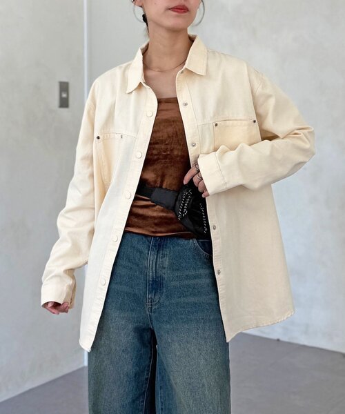 CPCM（シーピーシーエム）の「【WEB限定】ベーシックシャツジャケット（シャツ/ブラウス・レディース・レッド/ネイビー/ホワイト・FREE）」の13枚目の写真