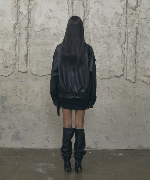 VOONT(ブント)の「Belt High-Neck Leather Jacket (BLACK)(ライダースジャケット・レディース・ブラック・OS)」の11枚目の写真
