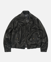 WAXED COWHIDE BUDDY HARRINGTON JACKET _ BLACK