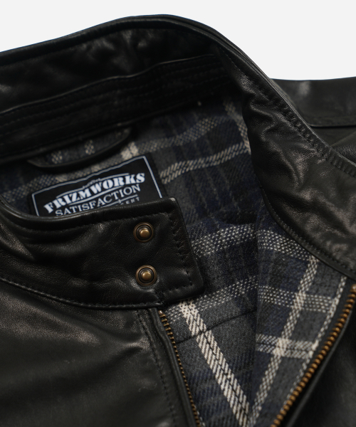 FRIZMWORKS（フリズムワークス）の「WAXED COWHIDE BUDDY HARRINGTON JACKET _ BLACK（ライダースジャケット・メンズ・その他・SMALL/MEDIUM/LARGE/X-LARGE）」の5枚目の写真