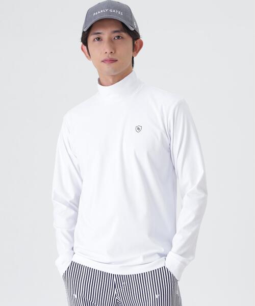 PEARLY GATES(パーリーゲイツ)の「トゥルーボーテトリコットストレッチ長袖ハイネックカットソー (MENS)(Tシャツ/カットソー・メンズ・ホワイト/ネイビー・LARGE/MEDIUM/X-LARGE)」の1枚目の写真