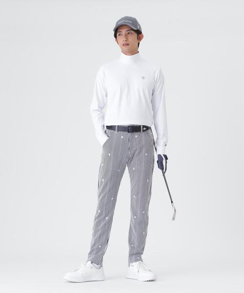PEARLY GATES(パーリーゲイツ)の「トゥルーボーテトリコットストレッチ長袖ハイネックカットソー (MENS)(Tシャツ/カットソー・メンズ・ホワイト/ネイビー・LARGE/MEDIUM/X-LARGE)」の5枚目の写真