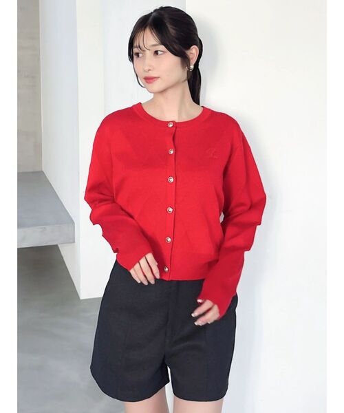 dazzlin(ダズリン)の「ロゴ刺繍シンプルカーデ(カーディガン/ボレロ・レディース・ネイビー/レッド/ブルー/アイボリー・FREE)」の16枚目の写真