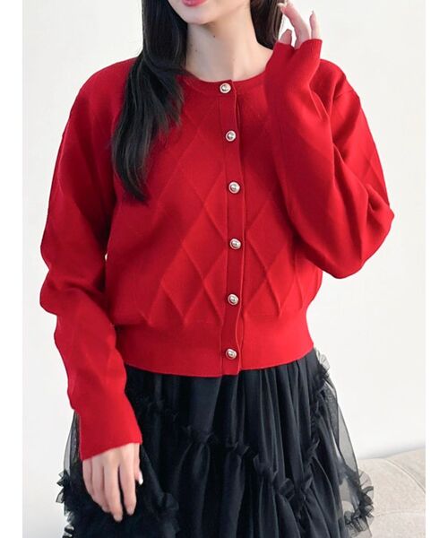 dazzlin(ダズリン)の「ロゴ刺繍シンプルカーデ(カーディガン/ボレロ・レディース・ネイビー/レッド/ブルー/アイボリー・FREE)」の5枚目の写真